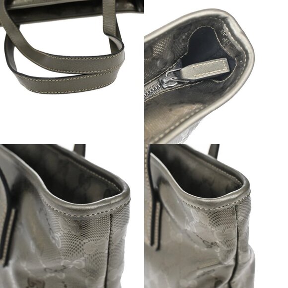 GUCCI Logo Imprime GG Pattern Shoulder Tote Bag PVC Leather Khaki Italy - Picture 11 of 16